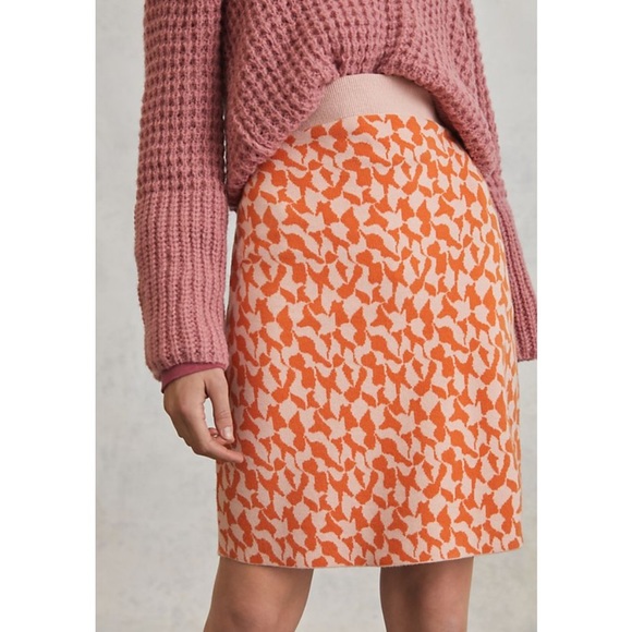 Anthropologie Pink Orange Sweater Skirt - Picture 2 of 6